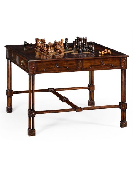 Large Gothic Walnut Games Table