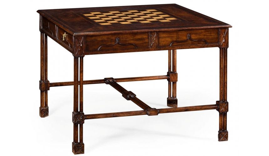 Game Card Tables & Game Chairs Large Gothic Walnut Games Table