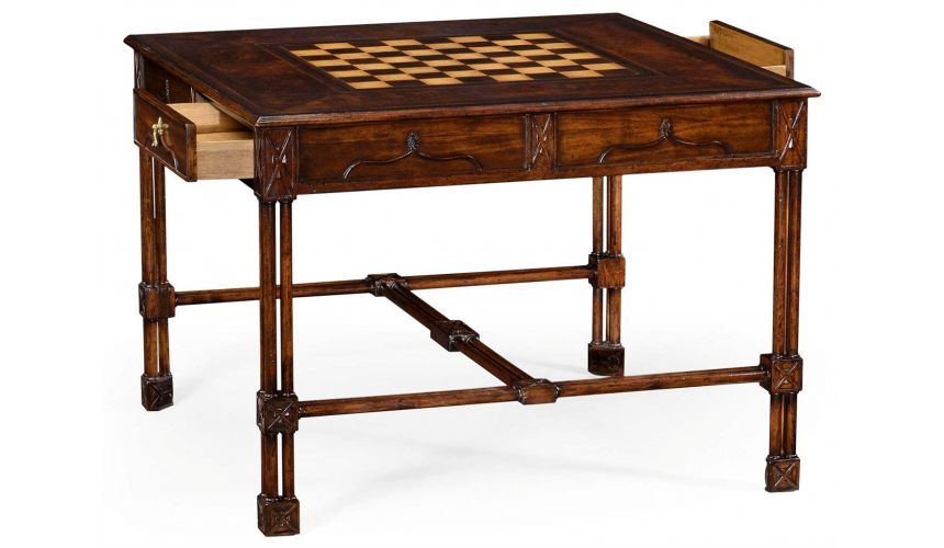 Game Card Tables & Game Chairs Large Gothic Walnut Games Table
