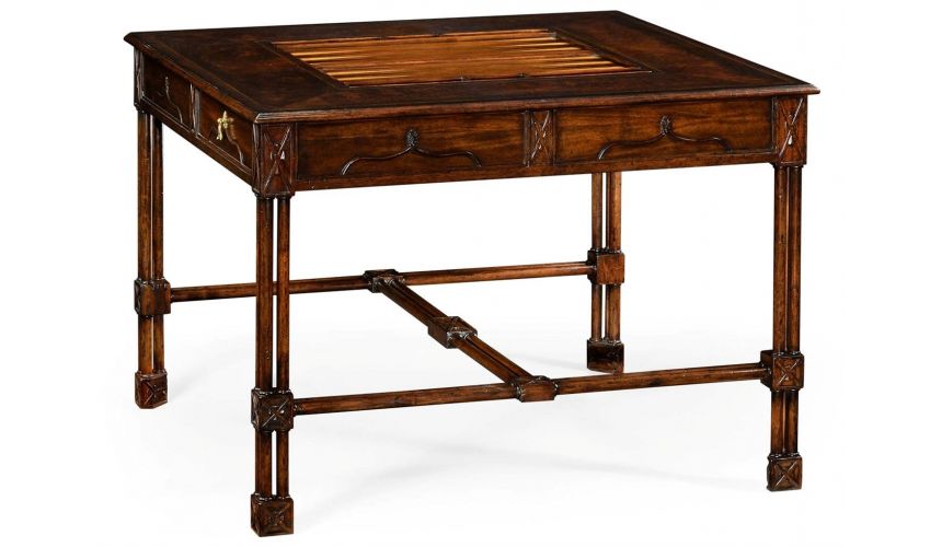 Game Card Tables & Game Chairs Large Gothic Walnut Games Table