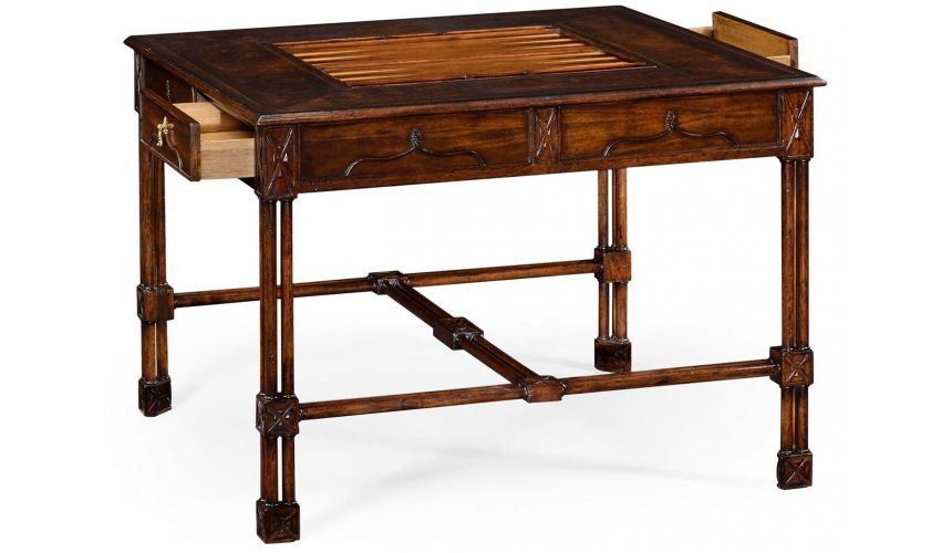 Game Card Tables & Game Chairs Large Gothic Walnut Games Table