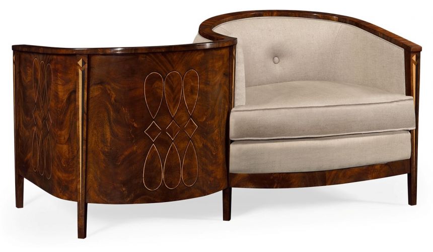 CHAIRS, Leather, Upholstered, Accent Biedermeier Style Serpentine Loveseat