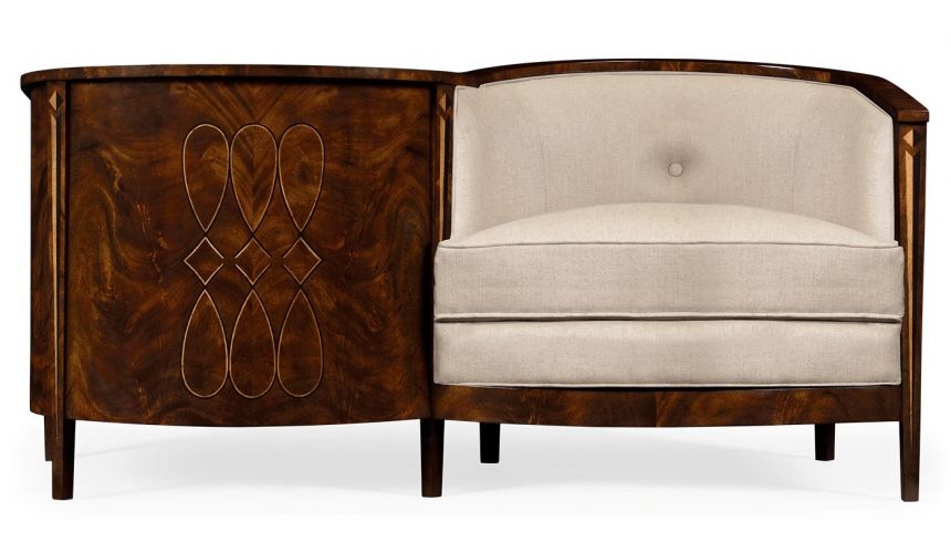 CHAIRS, Leather, Upholstered, Accent Biedermeier Style Serpentine Loveseat