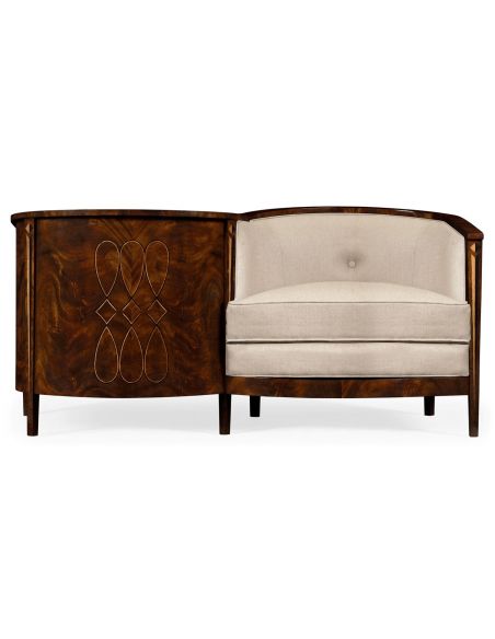 CHAIRS, Leather, Upholstered, Accent Biedermeier Style Serpentine Loveseat