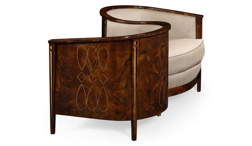 CHAIRS, Leather, Upholstered, Accent Biedermeier Style Serpentine Loveseat