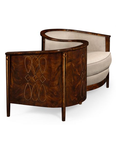 CHAIRS, Leather, Upholstered, Accent Biedermeier Style Serpentine Loveseat