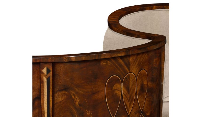 CHAIRS, Leather, Upholstered, Accent Biedermeier Style Serpentine Loveseat