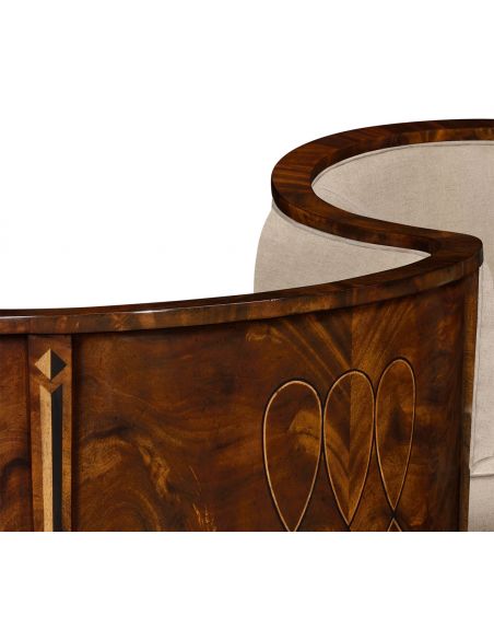CHAIRS, Leather, Upholstered, Accent Biedermeier Style Serpentine Loveseat