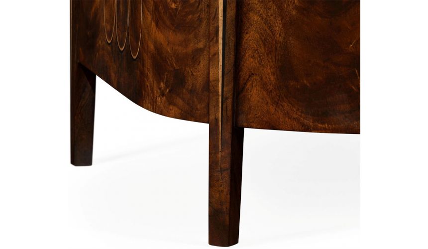 CHAIRS, Leather, Upholstered, Accent Biedermeier Style Serpentine Loveseat with Black Upholstery