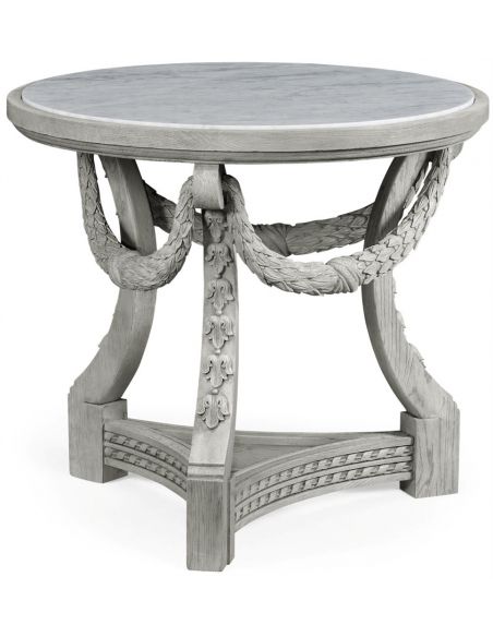 Round Elegant White Center Table with Marble Top