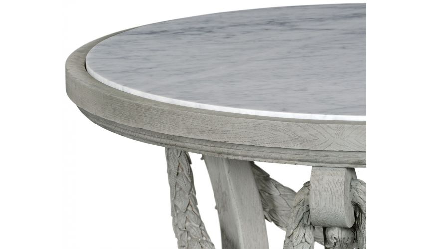 Foyer and Center Tables Round Elegant White Center Table with Marble Top