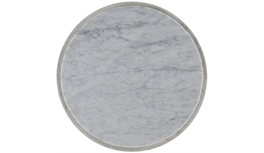 Foyer and Center Tables Round Elegant White Center Table with Marble Top