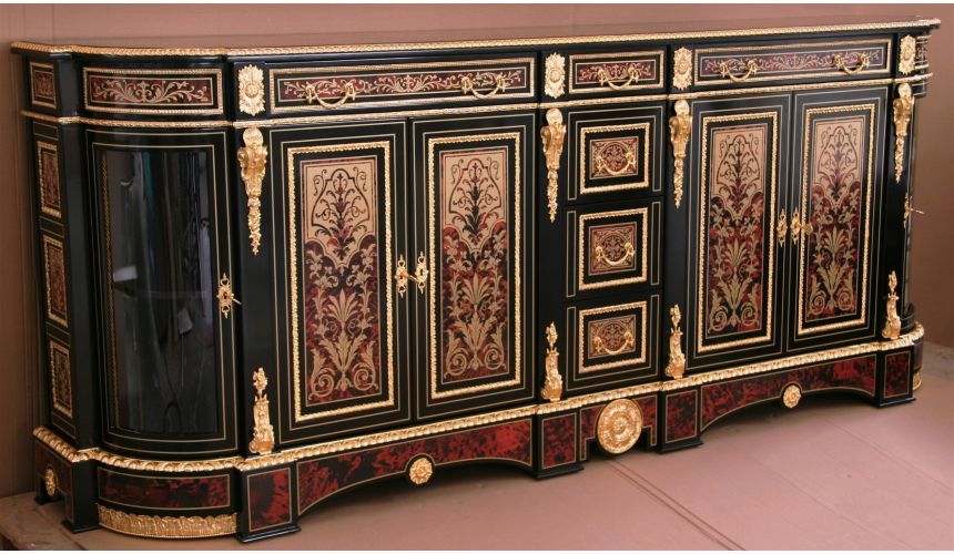Breakfronts & China Cabinets Luxury breakfront cabinet. King Louis Collection Boulle marquetry work.