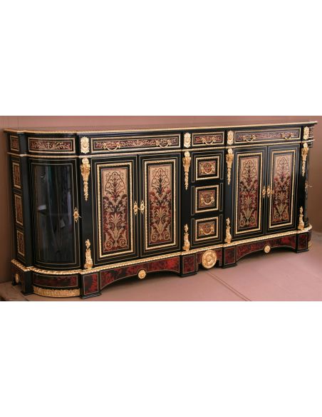 Luxury breakfront cabinet. King Louis Collection Boulle marquetry work.