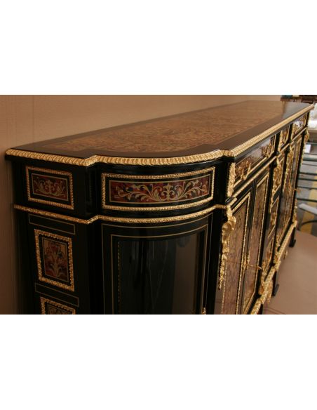 Breakfronts & China Cabinets Luxury breakfront cabinet. King Louis Collection Boulle marquetry work.