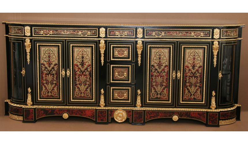 Breakfronts & China Cabinets Luxury breakfront cabinet. King Louis Collection Boulle marquetry work.