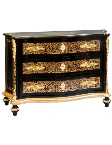 Chest of drawers from our King Louis Collection Boulle marquetry work