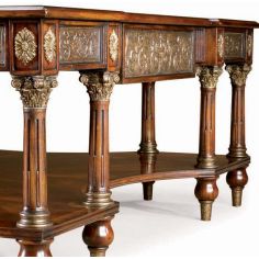Coffee Tables Luxury cocktail table, mahogany and brass panels, Corinthian capitals 2