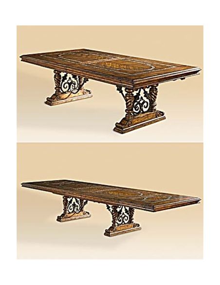 Dining Tables Luxury dining room furniture table with Stone inlay top and iron work