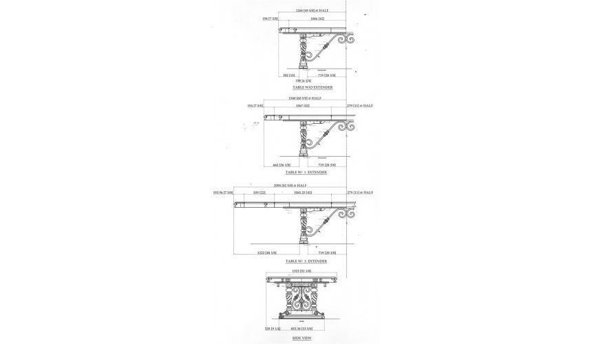Dining Tables Luxury dining room furniture table with Stone inlay top and iron work