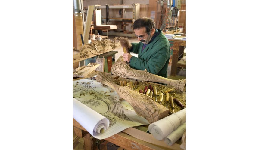 Dining Tables Fine carvings and marquetry highlight this luxury dining set.