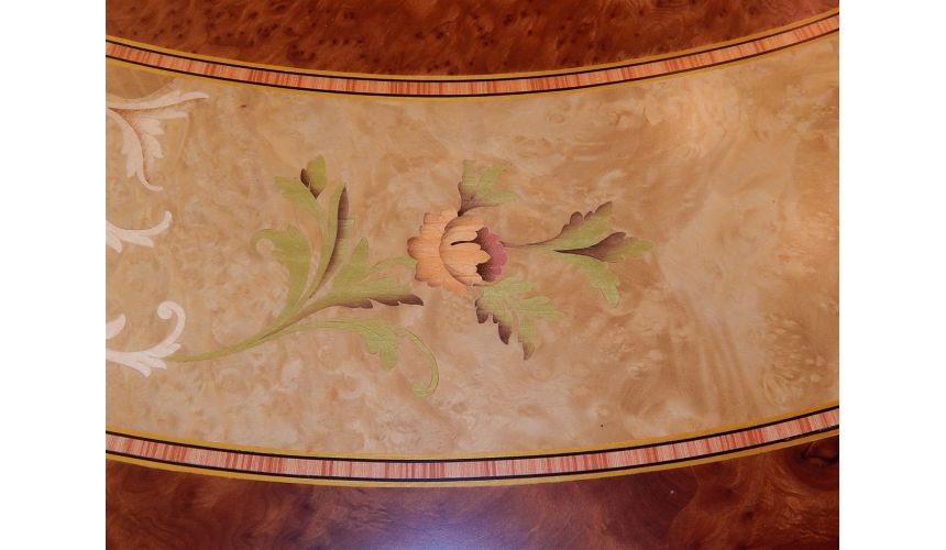 Dining Tables 11 Luxury foyer center table. Exquisite marquetry and detail work.