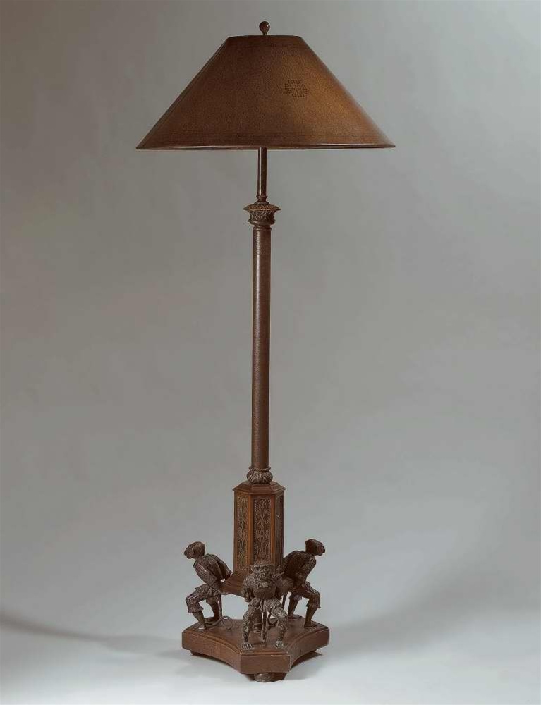 Floor Lamps luxury furniture Eclectic bronze style, leather shade lamp