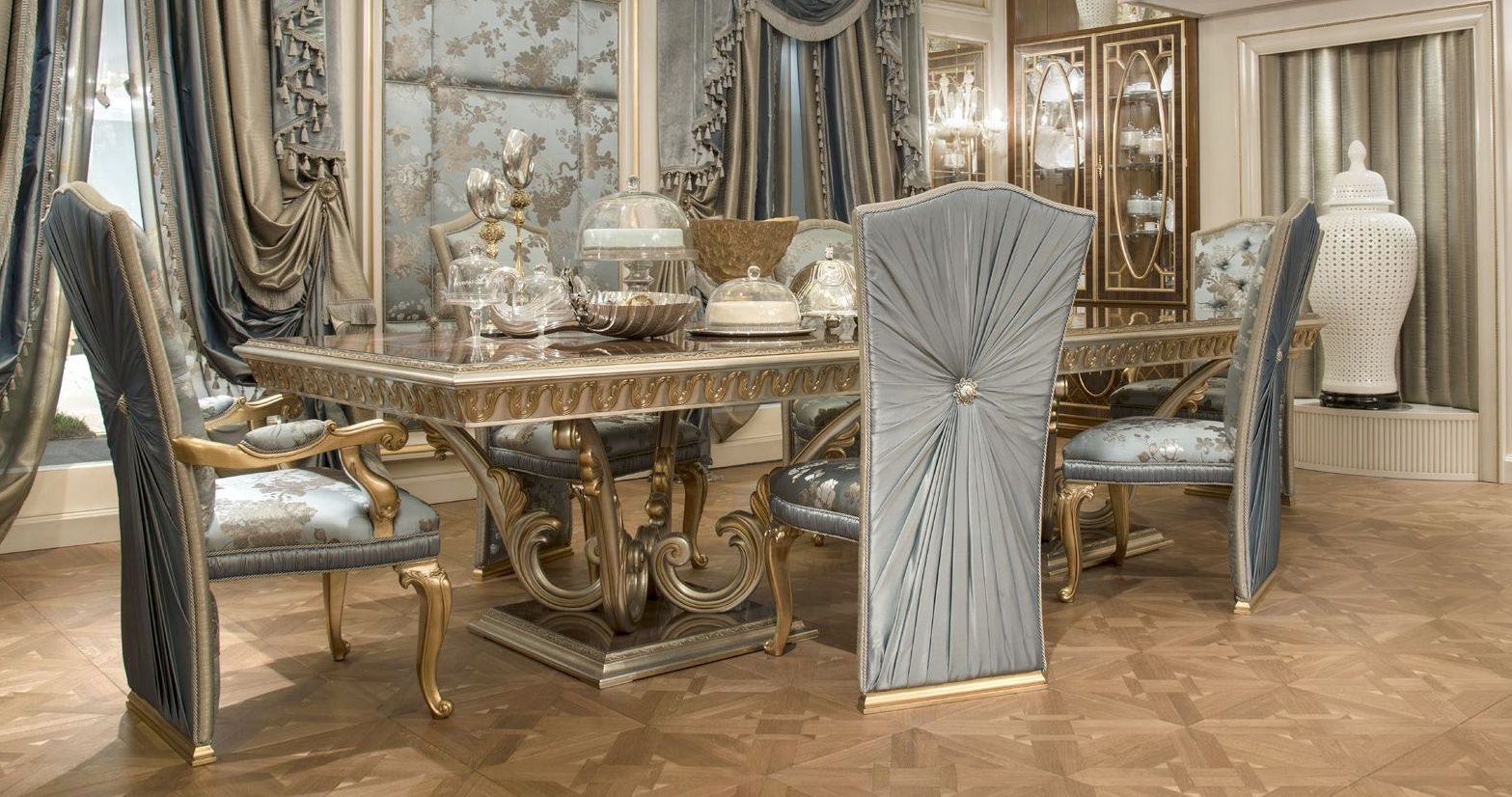 Incredible high style dining set. soothing colors
