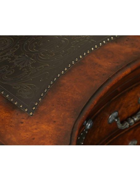 Breakfronts & China Cabinets Luxury furniture chest of drawers. Brass engraved panel decoration