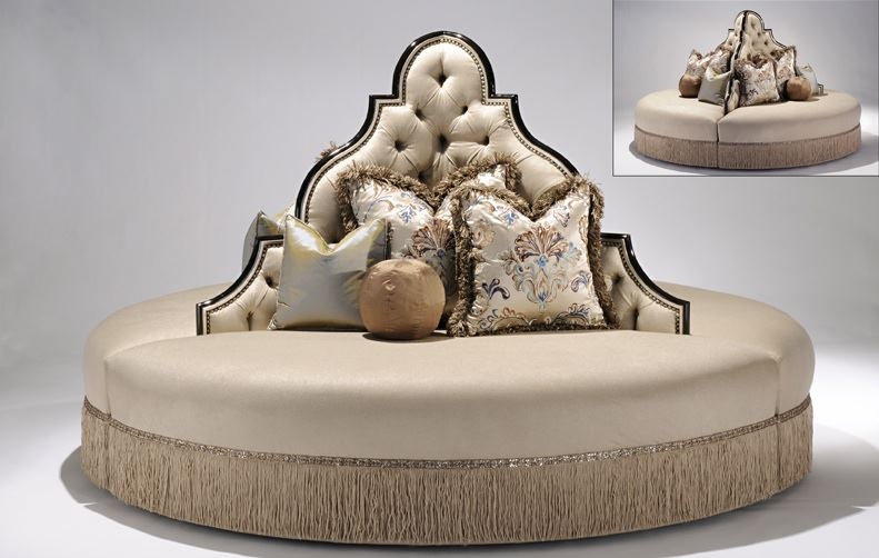 Round sofa foyer or lobby seating.