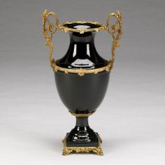Decorative Accessories High Quality Furniture Urn with Handle Black Glaze