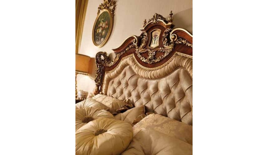 LUXURY BEDROOM FURNITURE Master bed with tufted headboard. Furniture Masterpiece Collection.