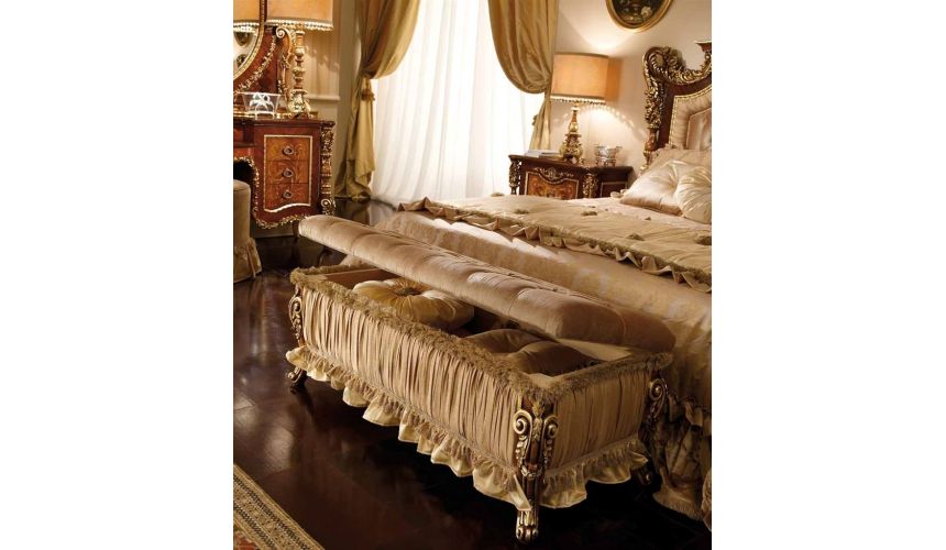LUXURY BEDROOM FURNITURE Master bed with tufted headboard. Furniture Masterpiece Collection.