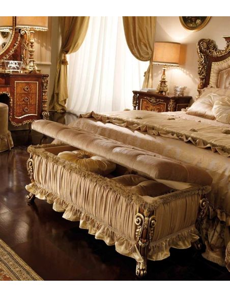 LUXURY BEDROOM FURNITURE Master bed with tufted headboard. Furniture Masterpiece Collection.