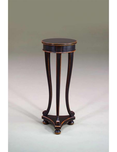 High Quality Furniture,French provincial antiqued black painted torchere