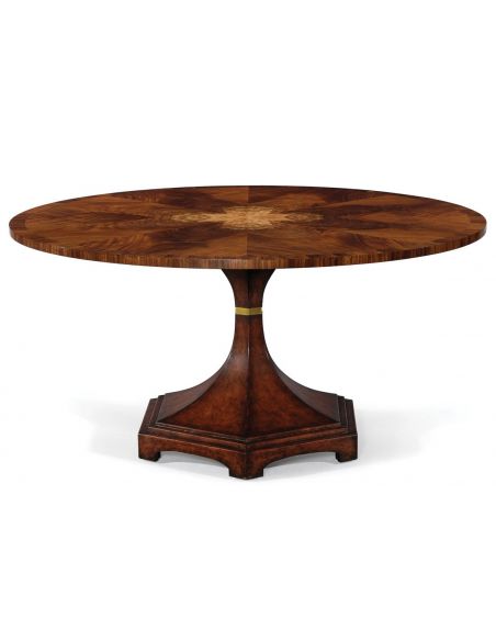 Modern Classic, round dining table. Exquisite marquetry and detail work.
