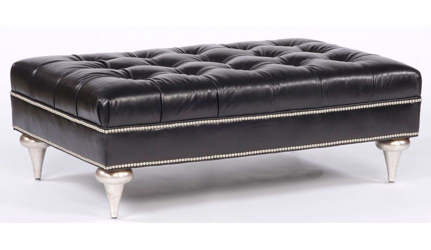 Luxury Leather & Upholstered Furniture Modern furniture. Tufted leather ottoman. 85