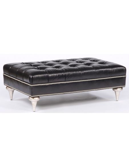 Modern furniture. Tufted leather ottoman. 85