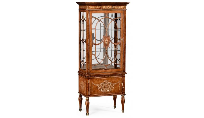 Breakfronts & China Cabinets Cabinet with Adjustable Glass in Slender Shape. 11