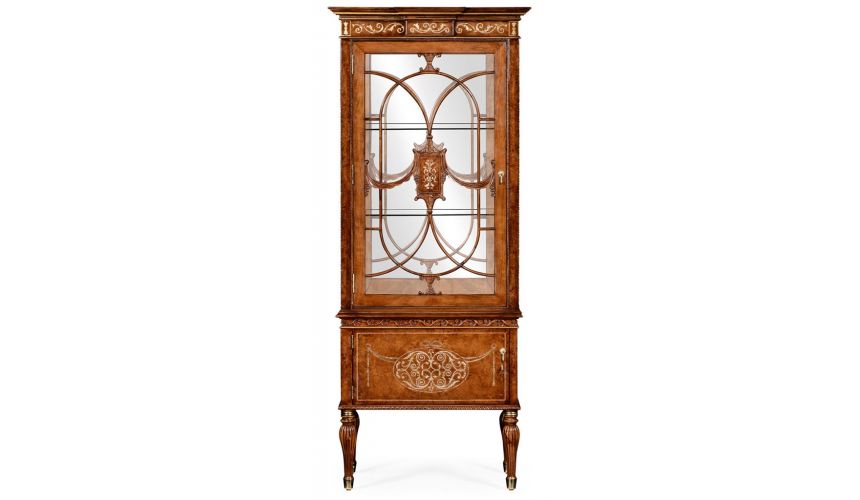 Breakfronts & China Cabinets Cabinet with Adjustable Glass in Slender Shape. 11