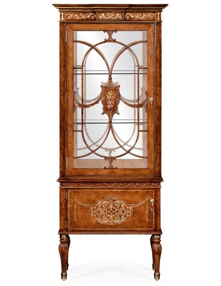 Breakfronts & China Cabinets Cabinet with Adjustable Glass in Slender Shape. 11