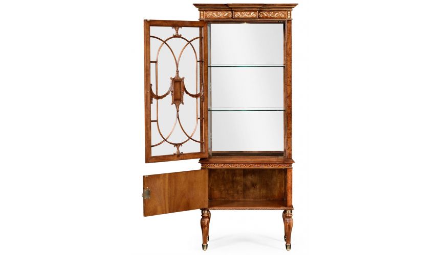 Breakfronts & China Cabinets Cabinet with Adjustable Glass in Slender Shape. 11