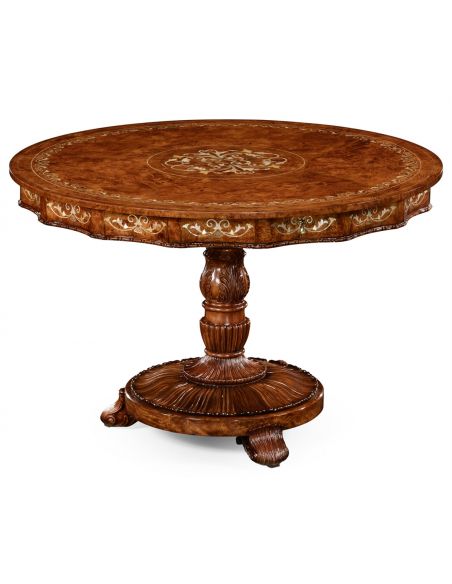 Mother of pearl inlay round center table-21