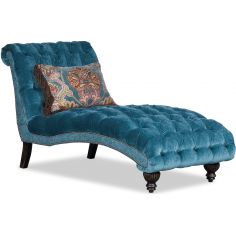 Luxury Leather & Upholstered Furniture Tufted Chaise Longue Chair Aqua Colored