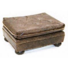 Luxury Leather & Upholstered Furniture Square Antique Leather Ottoman-100