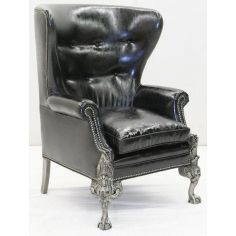 CHAIRS, Leather, Upholstered, Accent Deluxe Power in Noir Armchair