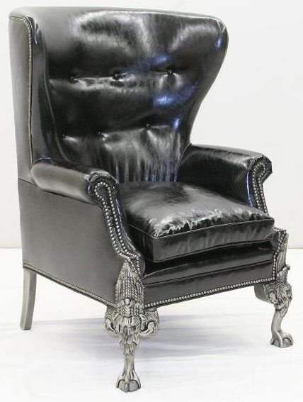 CHAIRS, Leather, Upholstered, Accent Deluxe Power in Noir Armchair