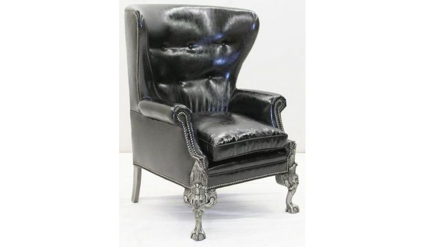 CHAIRS, Leather, Upholstered, Accent Deluxe Power in Noir Armchair
