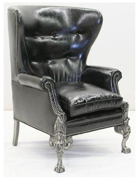 CHAIRS, Leather, Upholstered, Accent Deluxe Power in Noir Armchair