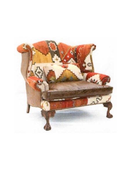 Unique Upholstered Fabric & Leather Chair-90